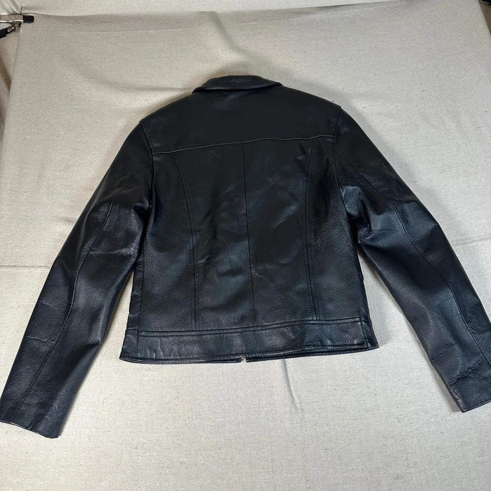 Austin Clothing Co Black Genuine Leather‎ Moto Biker Jacket Size Small Women